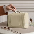 thumbnail image 5 of tzyudk Portable Hook Toiletry Bag Travel Cosmetic Storage Bag Cosmetic Bag Large Capacity Three-open Cosmetic Bag Affordable Useful Beige Oxford Cloth, 5 of 6