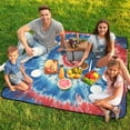thumbnail image 7 of Colorful Tie Dye Vortex Picnic Blanket Waterproof Outdoor Beach Blanket Hand-held Pad Suitable for Travel, Camping, Beach, Family Gatherings, 7 of 7