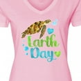 thumbnail image 4 of Inktastic Earth Day Sea Turtle and Hearts Women's V-Neck T-Shirt, 4 of 5