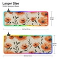 thumbnail image 3 of Watercolor Style Orange Flowers RGB Gaming Mouse Pad Large Keyboard Mat Rubber Base 13 Light Modes, 3 of 6
