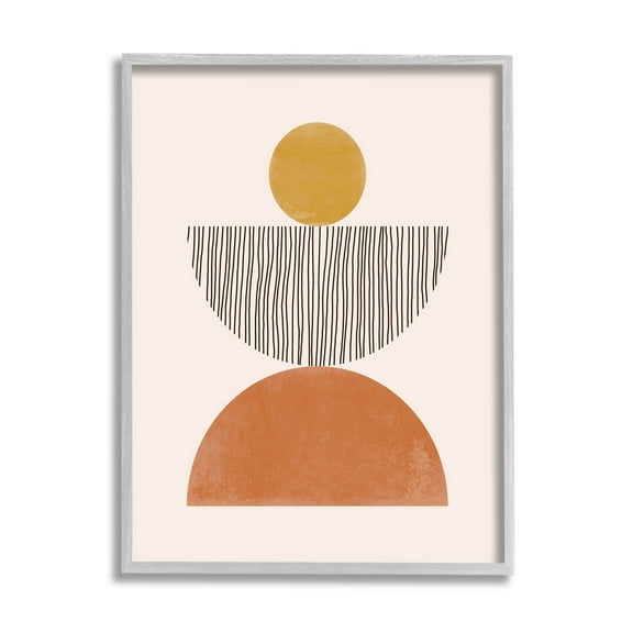 Stupell Industries Modern Balancing Shapes Stripes Pattern Graphic Art Gray Framed Art Print Wall Art, Design by JJ Design House LLC