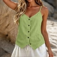 thumbnail image 4 of Hvogkswy Womens Button Down Linen Camisole Tops Solid V Neck Sleeveless Tops Loose Breathable Beach Vacation Summer Casual Tank Tops, 4 of 6