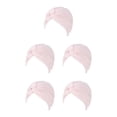 thumbnail image 3 of Qarigey Turbante musulmán Hijabs Gorras Sólido Pre-Atado Sombrero Estiramiento Plisado Elasticidad Chemo Head Wrap Warmer Headwear rosa claro Type2 NO2 Qarigey  CBP299693, 3 of 6