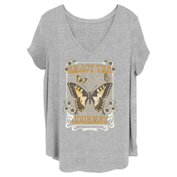 Junior's Lost Gods Enjoy the Journey Graphic Tee Heather Gray 2X