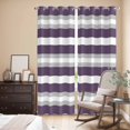 thumbnail image 3 of Purple Grey Stripe Kitchen Curtains 96 Inch Length, Minimalist Farmhouse Striped Grommet Top Bedroom Living Room Curtains, Light Filtering Cafe Curtain Drapes 2 Panels Set 104''x96'', 3 of 9