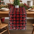 thumbnail image 2 of Black Christmas Dresser Scarf Farmhouse, Dining Table Decorations for Wedding/Parties, Red Plaid Xmas Snowflake Winter Table Runner 120 Inches Long for Kitchen Dining, 13 x 120 In, 2 of 9