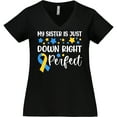 thumbnail image 3 of Inktastic My Sister Is Just Down Right Perfect- Down Syndrome Awareness Ribbon Women's Plus Size V-Neck T-Shirt, 3 of 5