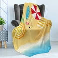 thumbnail image 4 of Beach Soft Flannel Fleece Throw Blanket, Waves Umbrella Towels and Surfing Board Swimming Themed Summer Season, Cozy Plush for Indoor and Outdoor Use, 50" x 70", Multicolor, by Ambesonne, 4 of 5