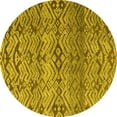 thumbnail image 1 of Ahgly Company Machine Washable Indoor Round Abstract Yellow Modern Area Rugs, 6' Round, 1 of 4