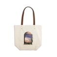 thumbnail image 1 of Santa Cruz, California, Sunset and Surfers, Contour (Canvas Deluxe Tote Bag, Faux Leather Handles & Zip Pocket), 1 of 4