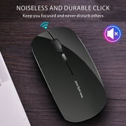 فأرة Uiosmuph اللاسلكية صامتة قابلة للشحن ماوس الكمبيوتر مع USB Nano Receiver أسود