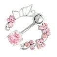 thumbnail image 2 of Yesbay 14G Butterfly Rhinestone Belly Barbell Button Ring Navel Body Piercing Jewelry, 2 of 4