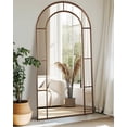 thumbnail image 3 of Antok 78"x 38" Arched Full Length Windowpane Mirror Metal Framed Wall Decor Floor Mirror, Bronze, 3 of 7