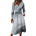 thumbnail image 3 of Dresses for Women Plus Size Flowy Casual V Neck Wrap Dress Long Loose Casual Floral Dresses, 3 of 5
