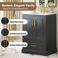 thumbnail image 6 of Euroco 24"Bathroom Vanity with Sink, MDF Cabinet with Solid Wood Frame, 1 Divided Drawer and 2 Soft Close Doors with Dual Door Storage Racks, Freestanding Vanity, 6 of 9