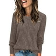 thumbnail image 1 of SNKSDGM Chemises à Manches Longues pour Femmes Blouses Roses à Manches Longues pour Femmes et Hiver Col Rond Rayures Brossées Couleur Unie m, 1 of 5
