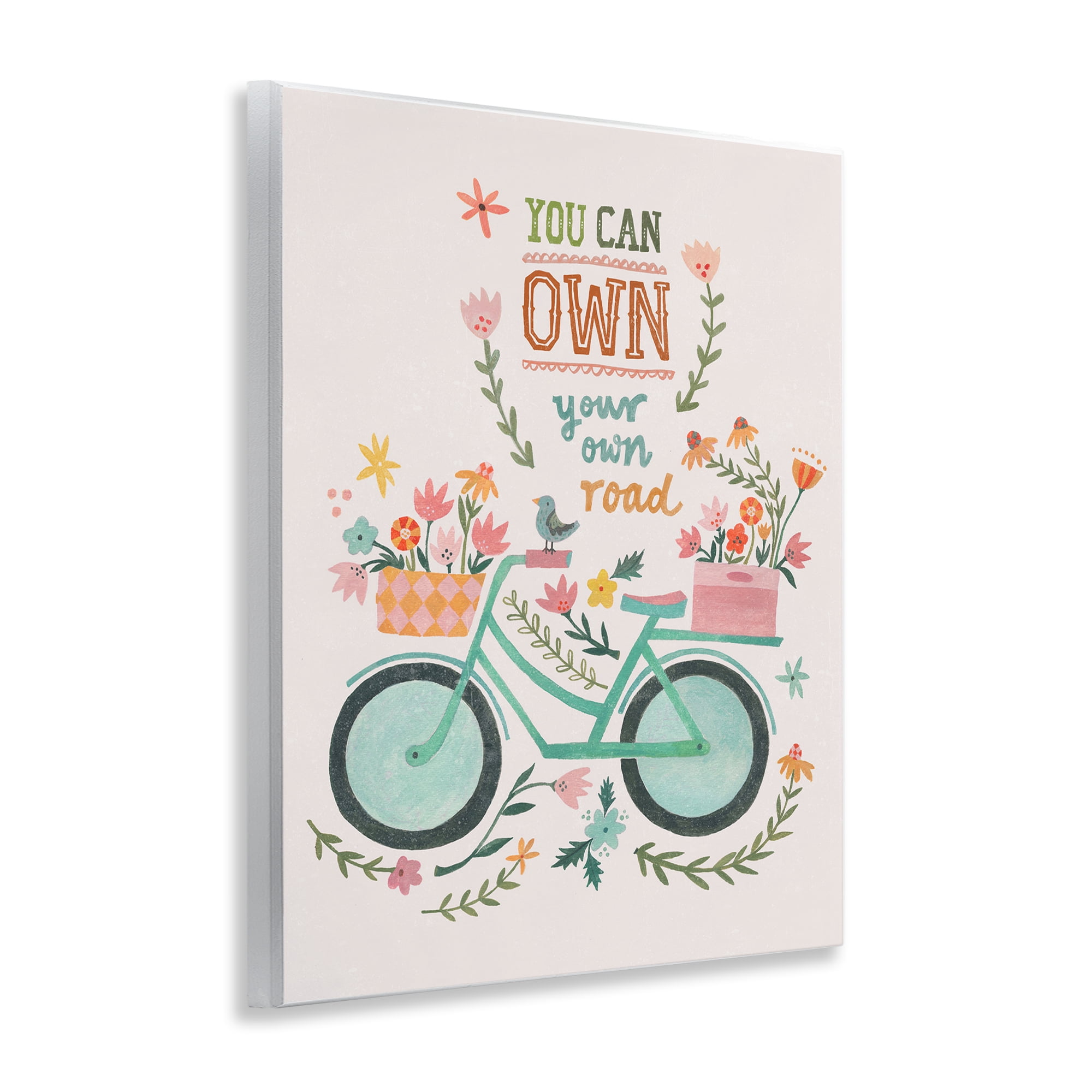 Stupell Industries Own Road Phrase with Bicycle Transportation Painting Unframed Art Print Wall Art, 11 x 14