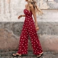 thumbnail image 3 of Gamivast Jumpsuits for Women Wide Leg Strapless Full Length High Waist Polka Dot Jumpsuit Relaxed Fit one Piece Vacation Beach Holiday Wear Red XL, 3 of 4