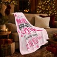 thumbnail image 3 of Pink Breast Cancer Awareness Ribbon Holiday, Festive Holiday Scene, Warm Flannel Blanket for Living Room and Reading Nook, Art Lovers Housewarming Gift, Festive Home Decor, 3 of 9