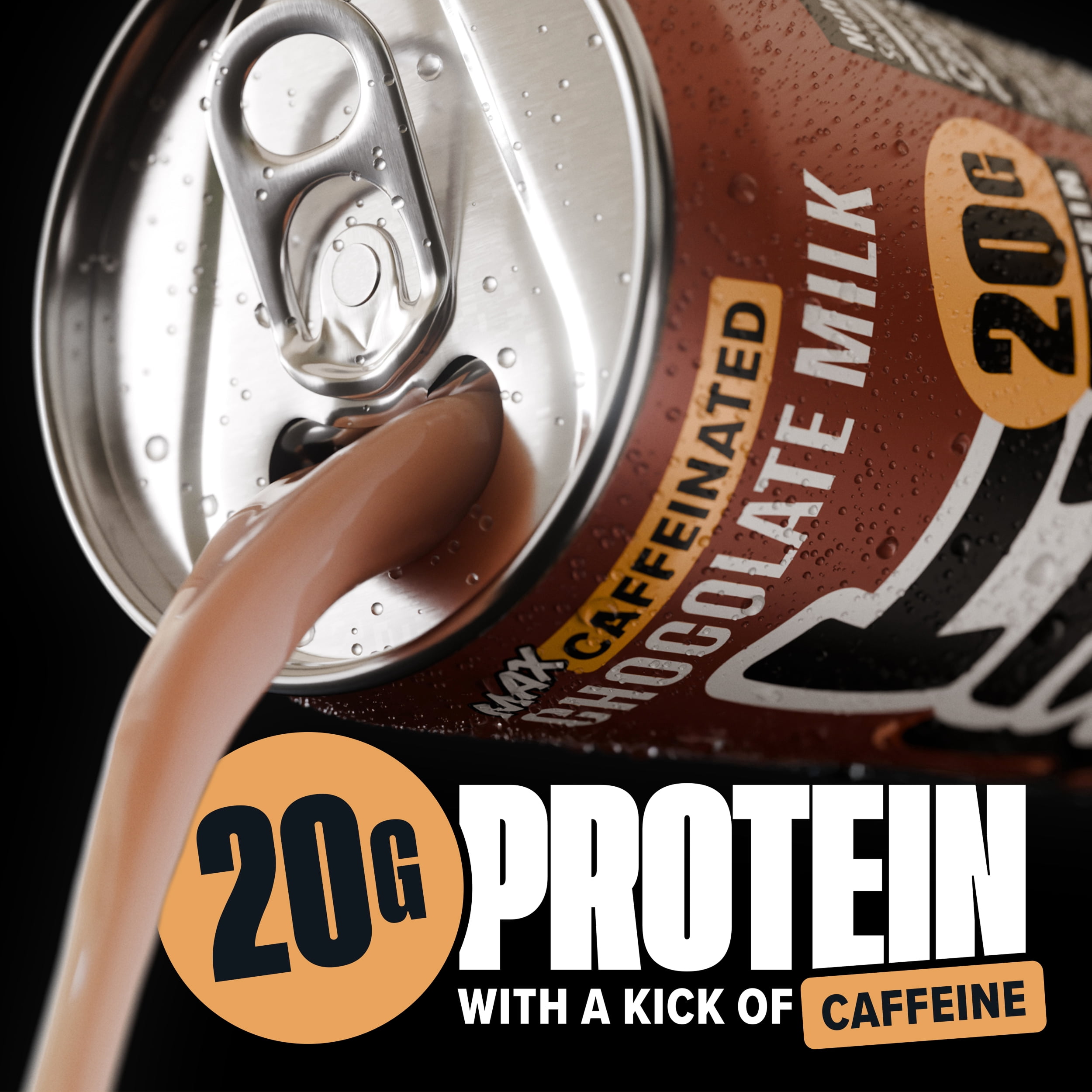 SPYLT High Protein Milk, MAX Chocolate, 20g Protein, 140mg Caffeine, Sugar Free, 11 fl oz, 12 Cans - PACKAGING MAY VARY