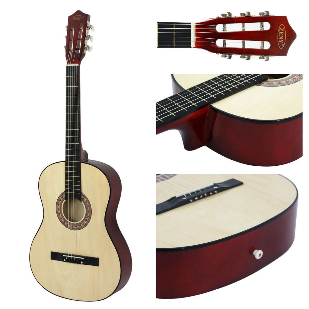HarmonyStrings 38" Acoustic Guitar Bundle with Gig Bag Strap Pitch Pipe Extra Strings Set Pick 6 String for Beginners Starter Kids Girls Youths Students Right-handed 38 inches Natural