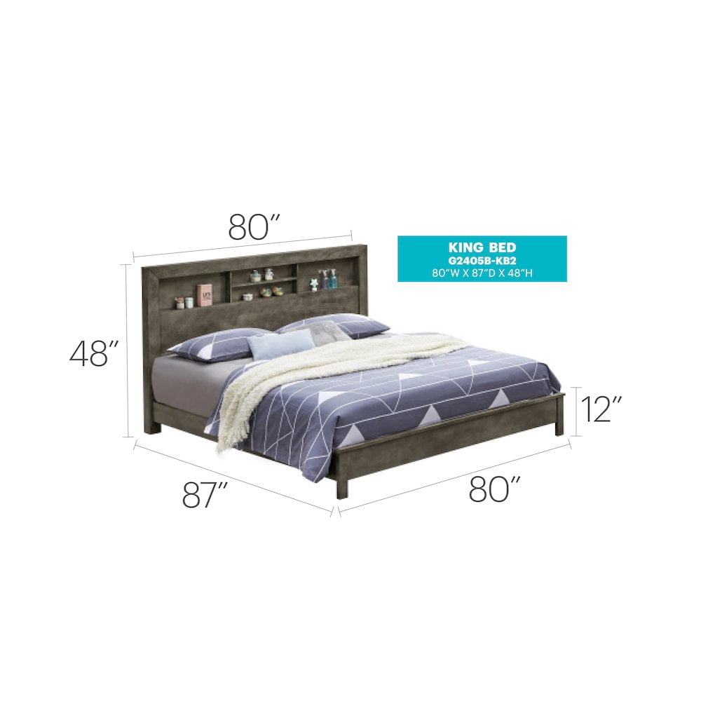 Glory Furniture Burlington King Bed in Gray Color