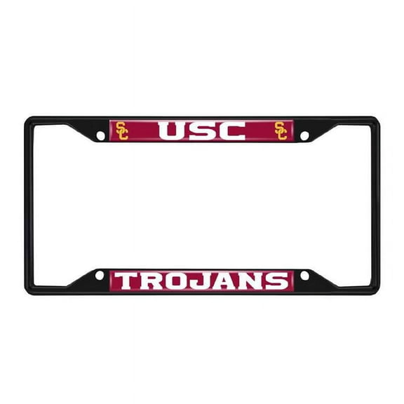 FANMATS 31281 Southern California Trojans Metal License Plate Frame Black Finish