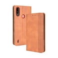 thumbnail image 1 of Compatible with Motorola Moto E7i Power Case Magnetic Closure Vintage Pattern PU Leather Wallet Cover with Card Slots-Brown, 1 of 5