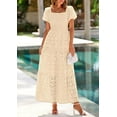 thumbnail image 3 of PRETTYGARDEN Summer Dresses for Women Eyelet Square Neck Puff Sleeve Smocked Wedding Guest Maxi Dress with Pockets, 3 of 8