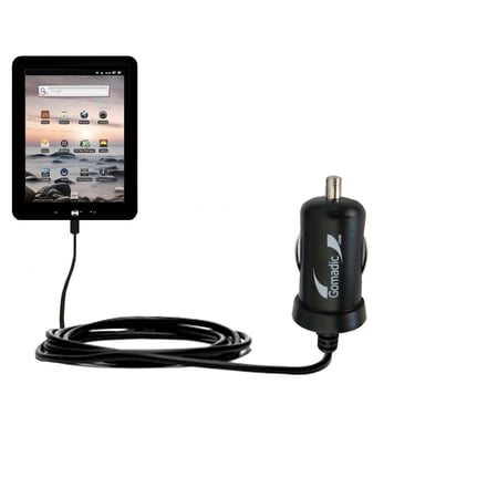 Gomadic Intelligent Compact Car / Auto DC Charger suitable for the Coby Kyros MID8125 - 2A / 10W power at half the size. Uses Gomadic TipExchange Tech