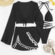 thumbnail image 3 of Conjunto de bikini para mujer 4 piezas Traje de baño de verano con borlas Trajes de baño simples (Negro L) Tmvgtek Para estrenar, 3 of 5