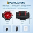 thumbnail image 4 of 6 Inch Inline Duct Fan, 312 CFM Ventilation Exhaust Fan with Variable Speed Controller, Quiet AC-Motor Inline Fan for Cooling Booster, Grow Tents, Hydroponics, Black, 4 of 9