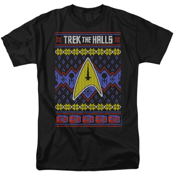 Star Trek - Trek The Halls Ugly Christmas - Adult Unisex T-Shirt - Black