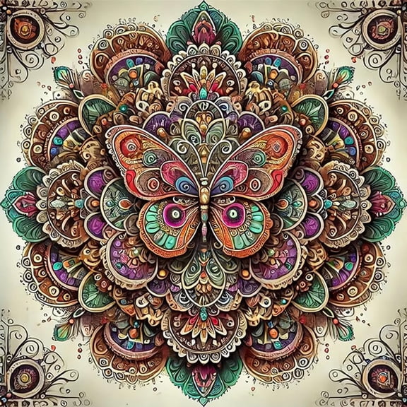 Diamond Painting Kits for Adults Mandala Butterfly, 5D DIY Diamond Art Kits for Beginners, Round Full Drill Diamond Gem Art Craft for Home Wall Decoration Gift 12×12inch