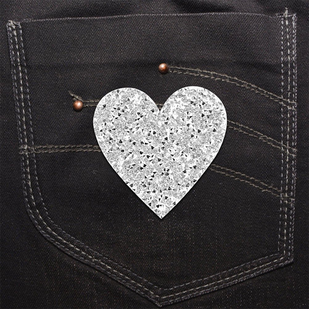 LITINKIMI 3pcs Heart-Shaped Rhinestone Clothing Applique Stickers for Special Occasions Decoration Accessories