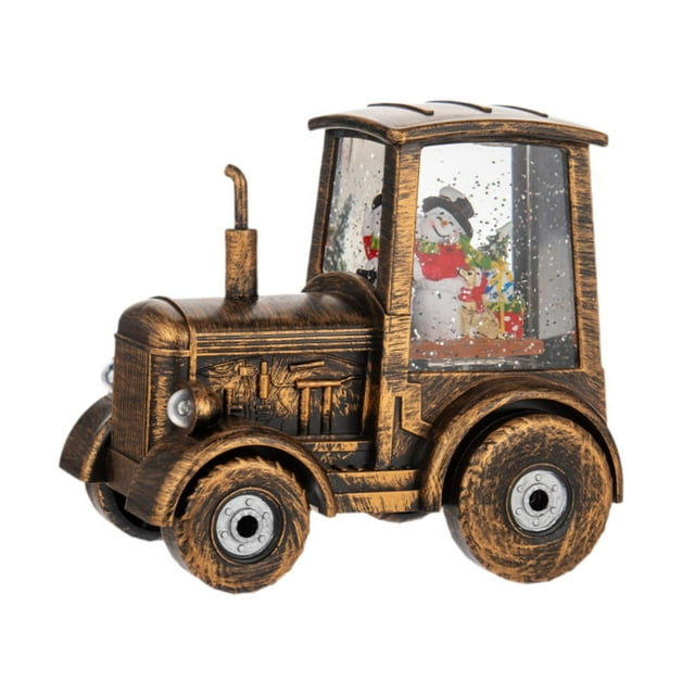 veasfak Christmas Lighted Tractor Tractor Crystal Ball Ornament with USB Cable Christmas Snowman