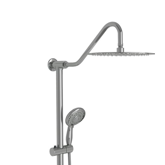 Kichae 10 inch Dual Shower Head Combo Stainless Steel Brushed 5-setting Handheld Sprayer