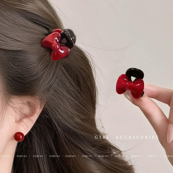 Red Bow Hair Clip for Girls All Match Bangs Clip 1 Piece
