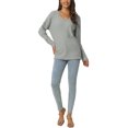thumbnail image 2 of INSPIRE CHIC Women's V Neck Waffle Knit Long Sleeve Loose Casual Lightweight Pullover L Grey, 2 of 6