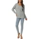 thumbnail image 2 of INSPIRE CHIC Suéter ligero de manga larga con cuello en V de punto waffle para mujer XL gris, 2 of 6