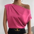 thumbnail image 3 of Women's Tennis Tanks Silk Satin Sleeveless U Neck Top with Lightweight Dressy Blouse Feel Casual Summer Sleeveless Shirt for Women Hot Pink M, 3 of 5