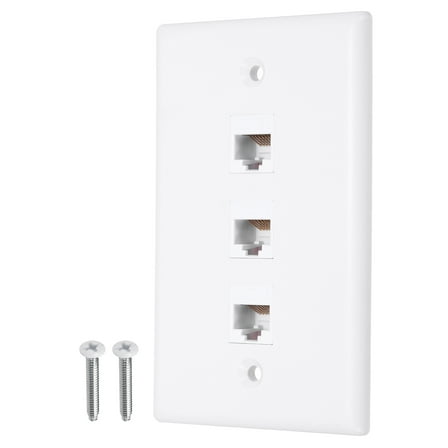 Cat 6 Ethernet Wall Plate, 3 Port RJ45 Key-stone Jack Wall Plates, White