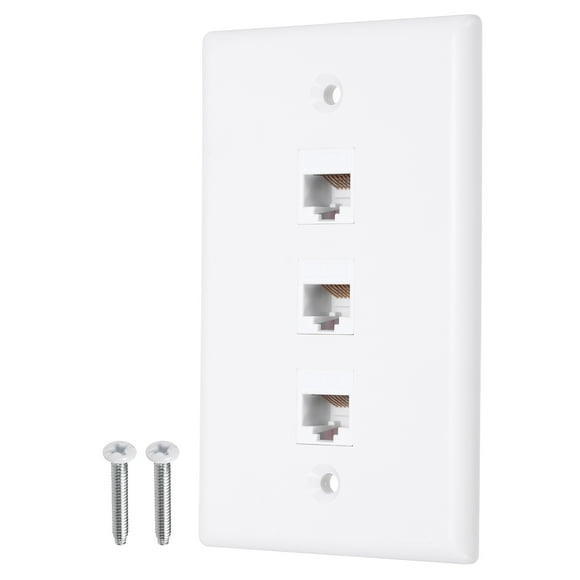 Cat 6 Ethernet Wall Plate, 3 Port RJ45 Key-stone Jack Wall Plates, White