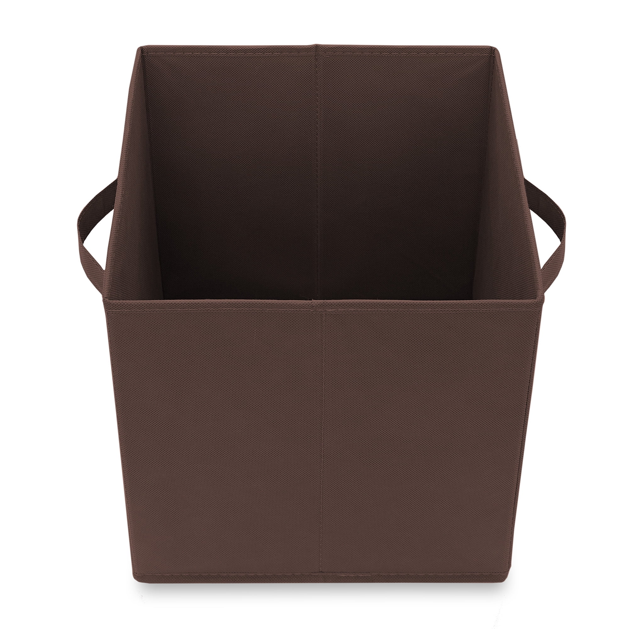 Casafield Set of 12 Fabric Storage Cube Bins, Brown - 11" Collapsible Foldable Cloth Baskets for Shelves and Cubby Organizers