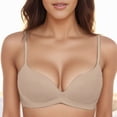thumbnail image 2 of GPOECD Bras for Women T Shirt Bra with Push Up Padded Bralette Without Underwire Seamless Comfortable Soft Cup Wireless Bras for Women,Beige,75AB, 2 of 8