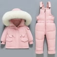 thumbnail image 6 of Toddler Baby Winter Ski Suit Long Sleeve Down Jacket Puffer Jumpsuit Overalls Windproof Warm Outerwear 2 Piece Snowsuit, Pink, 12 Months, 6 of 6