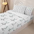 thumbnail image 3 of Erosebridal Minimalist Hockey Stick Zipper Twin Comforter Sets with Fitted Sheet and 2 Pillowcases,Simple Puck Graphic Zipper Bedding Set,Grey White,Reversible, 3 of 6