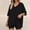Black, variant on Women's Pajamas Sets Relaxed Fit V-Neck Side Slit Short Sleeves Tops Comfortable Stretch Shorts Sets Daily 2 Piece Soft Loungewear Sets