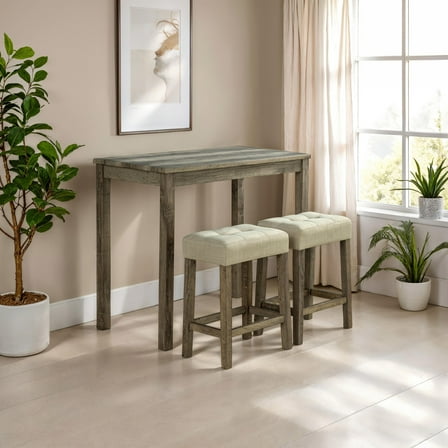 Furniture of America Sherita 3-Piece Solid Wood Indoor Counter Height Dining Table Set, Brown