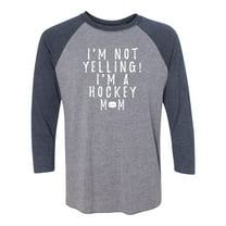 Funny I'm Not Yelling I'm a Hockey Mom Raglan Short Sleeve T-shirt-Vintage Navy/Premium Heather-xxl